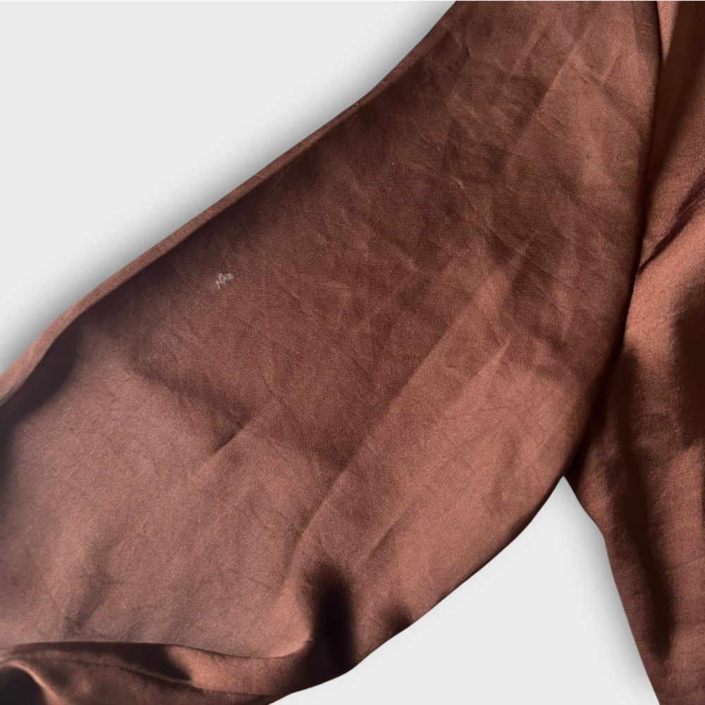 Wilfred Tie-Front Satin Blouse – Rust Brown – Size 2XS NWT - Picture 11 of 15